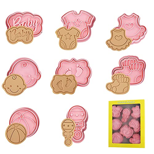 Baby Shower Cookie Cutter, 8 Pezzi Formine Biscotti Bambini, stampi biscotti bambini, Stampo per Biscotti Cartoon, Tagliabiscotti per Bambini, Cookie Mold Plastica per bambini per Dolci, Pasticceria