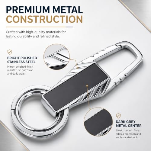 Image of Storite Premium Metal Carabiner Keychain - Heavy Duty Clip Hook Key Holder with Key Ring for Car, Bike & House Keys, Belt Loop Organizer for Men & Women