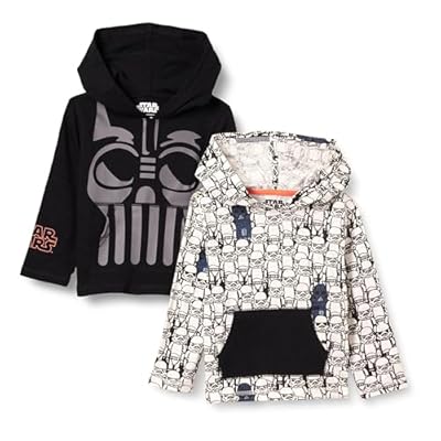 Amazon Essentials Disney | Marvel | Star Wars Camisetas de Manga Larga con Capucha Ligeras Niño, Pack de 2, Star Wars Darth Vader, 10 años | Ya disponible en tu tienda friki favorita! En mundofriki.es!