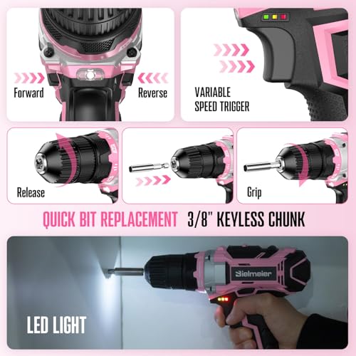 Bielmeier 20V 236Pcs Pink Drill Set