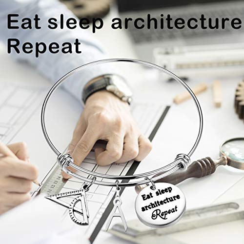 Image of ENSIANTH Architect Bracelet Architecture Gift Eat Sleep Architecture Repeat Expandable Bangle Gift for Architecture (Architect Bracelet)