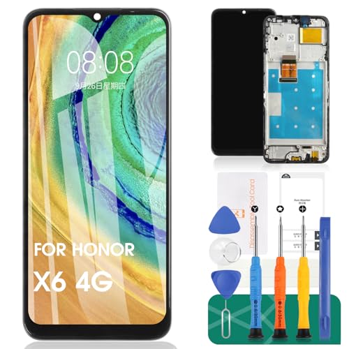 SRJTEK TFT For Honor X6 4G LCD Display For Honor X8 5G Screen Replacement For X6 4G/X8 5G Digitizer Assembly VNE-LX1 Repair Kits With Frame(Black)
