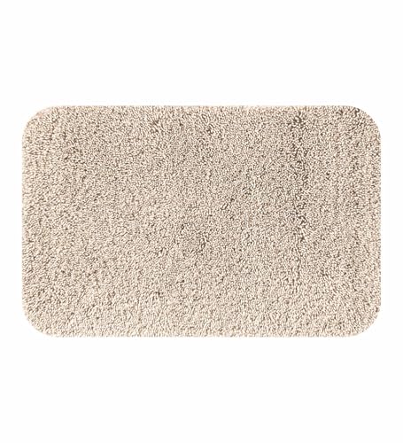 Image of Obsessions Ultra-Absorbent Quick-Dry Bath Mat | 1400 GSM Polyester | Soft, Non-Slip & Fast-Drying Bathroom Rug for Safety & Comfort | 50 x 70 cm | Light Beige