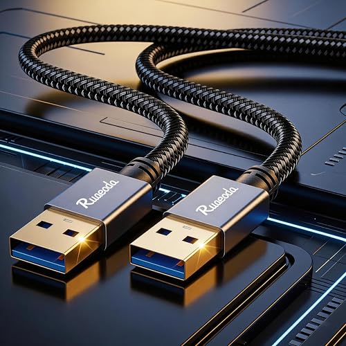 Image of USB to USB Cable 3 ft, USB 3.0 Male to Male Braided Cord, 5Gbps Data Transfer, Compatible with Hard Drive, Cooling Pad, DVD (Not PC-to-PC)