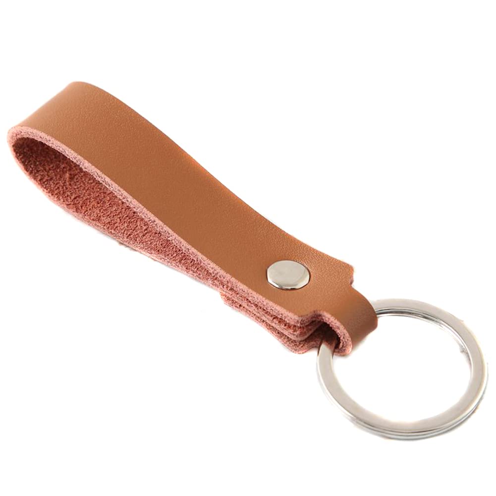 ihreesy Vintage Car Keychain,Cowhide Leather Keyring Holder Creative Car Keychain Holder Key Organizer Holder with Snap Buckle for Gift,Dark Brown