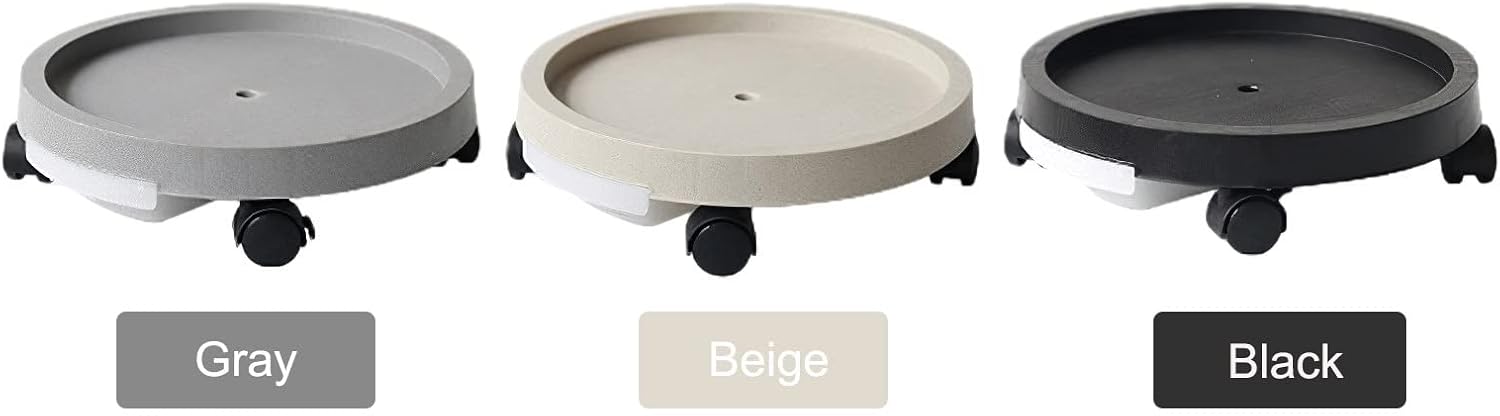 Plant Stand with Wheels, Rolling Plant Caddy Plant Dolly, Plastic Plant Roller Base, Movable Plant Tray with Wheels, Planter Trolley for Indoor Outdoor Potted Plants, Black, 11.42in