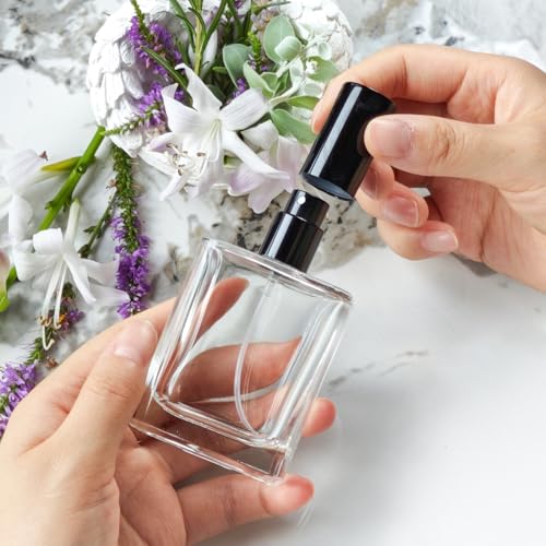 50ml/1.7 Oz Glass Spray Bottle Perfume Atomizer,Travel Refillable Perfume Bottles Empty Classic Spray Bottle 2Pack (Black, 50ml)3