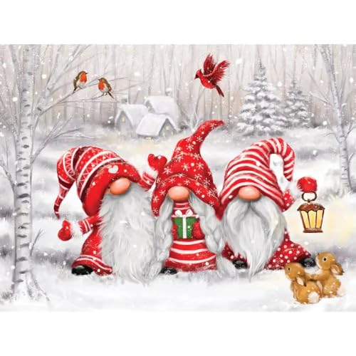 Rompecabezas de 500 piezas para adultos de Bits and Pieces: Tres duendes en Navidad, arte de Makiko, tamaño final 18" x 24" miniatura 2
