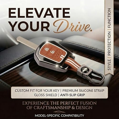Image of Car Key Cover Compatible with Honda City, I-Vtec, I-VTEC, Amaze, WRV, CRV, Jazz Etc 2-Button Smart Key