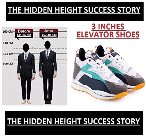 Image of BXXY Men's 3 Inch Hidden Height Increasing Casual Sports Lace-Up and Outdoor Shoes.
