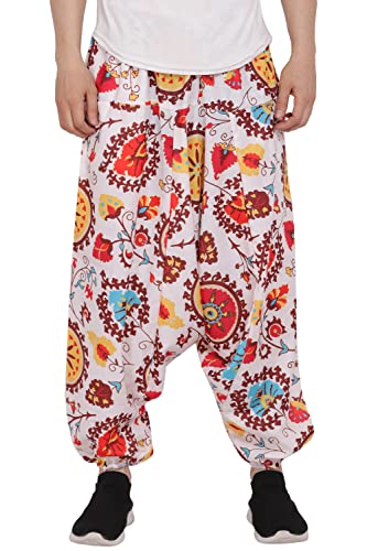 Image of Whitewhale Men's Cotton Solid Harem Pants Yoga Trousers Hippie Pant