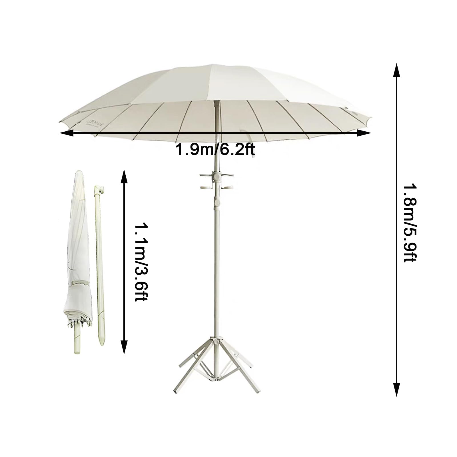 Parasol ogrodowy na stół ogrodowy z 16 żebrami/regulacją nachylenia i systemem podnoszenia korby, parasol plażowy z podstawą w zestawie, na rynek, basen, ogród, podwórko, taras