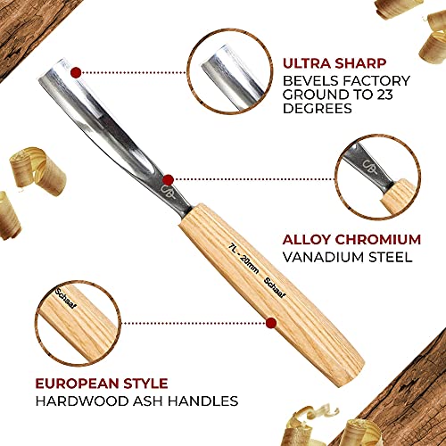 Schaaf Wood Carving Tools Complete Collection | The 12 Piece Foundation Set, 7 Piece Expansion Set, and 4 Piece Detail Set | 23 gouge Profiles Total