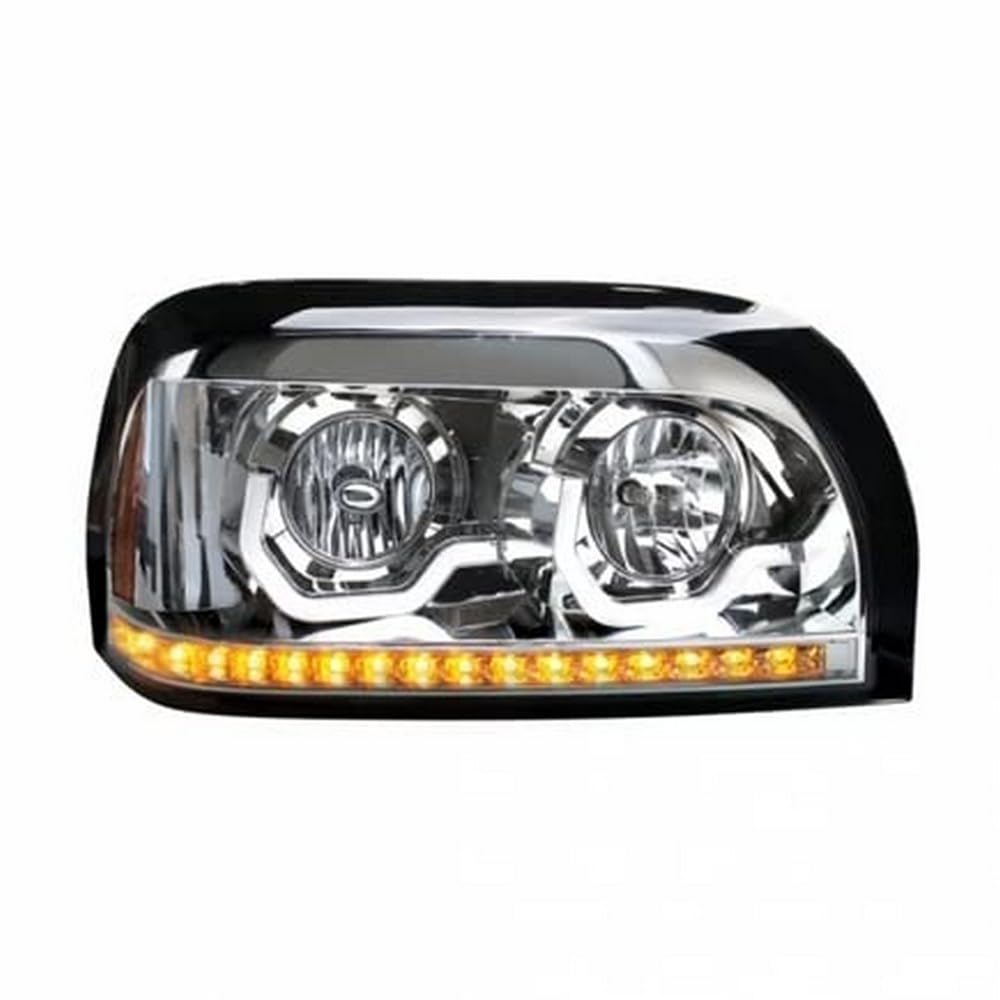 Upgrade Your Night Driving: United Pacific 31204 Headlight Assembly with Chrome Housing, H7/9005 Bulbs, and LED Signal Light