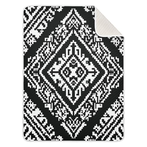 Kigai Black White Pattern Baby Blanket for Boys Girls Swaddle Blankets Soft Cozy Receiving Blanket Nursery Crib Blankets for Toddler Newborn, 30 x 40 Inch