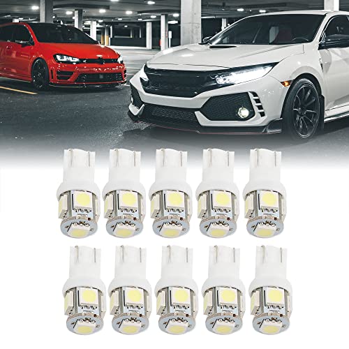 uxcell 10pcs White T10 Wedge LED 5 Surface Mount Device miniatura 2
