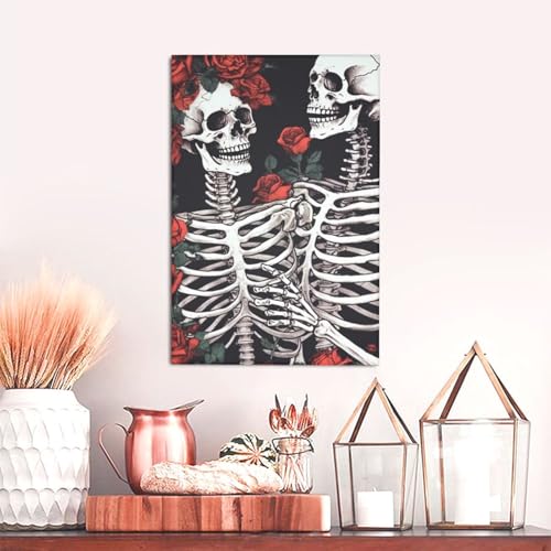 Tableau rose et squelette moderne toile imprimée haute définition