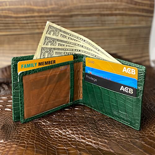 Image of HATA Men Leather Bifold Wallet RFID Blocking Front Pocket Exotic Billfold Handmade Gift For Birthday Wedding Anniversary Father's Day
