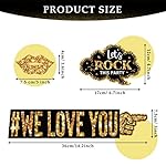 Outus 36 Pcs Birthday Photo Booth Props Kit Happy Birthday Graduation Wedding Party Favors Supplies Bday Party Decor 40th- 50th-60th Photobooth Funny Cute Holiday Selfie Supplies(Gold and Black) - Image 5