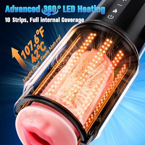 Image of EINSEO Thrusting Male Masturbator Pocket Pussy - AI Sync Oral-Feel Mouth Sleeve Sex Toys for Men, Up to 550 Strokes /Min, 360 Heated Constant Warmth Blowjob Adult Toy, Quiet Smooth Brushless Motor