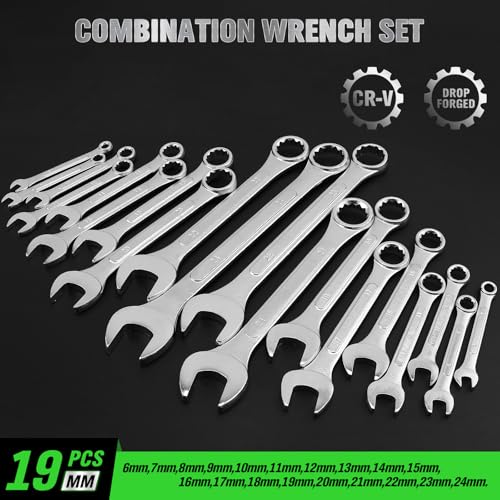 image for SWANLAKE GARDEN TOOLS 19-Piece Metric Combination Wrench Set, 6-24mm S