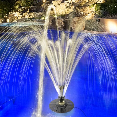 Yzert Small Pond Fountain with 32.8ft Power Cord Adapter, Electric Waterfall Fountain 12 Warm White Lights Outdoor Pool Fountain with Double Tiers