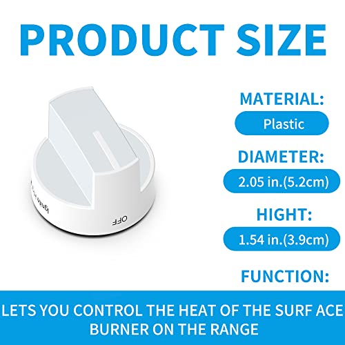 Wpw10339443 White Top Dial Knob Replacement Part Fit For Whirlpool Gas Range Stove - Replaces Number Ap6019878, 2311009, Ps11753189, W10339443, Oven Control Knob (4 Pack) #TOP3