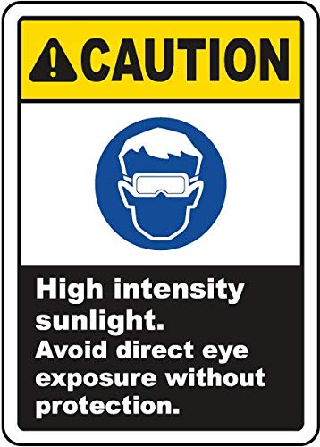 Avoid Exposure to High Intensity Sunlight Metal Sign 8 x