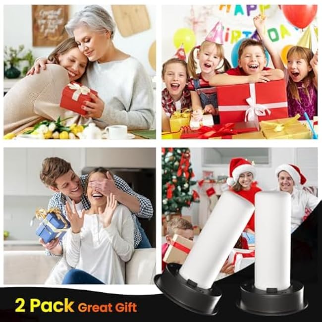 2 Pack Replacement Solar Light Tops with Flickering Flame,Waterproof Outdoor Solar Light Parts for Lantern (Top Size 3.35 inch, Bottom Size 2.87 inch),Hot Air Balloon Lanterns Replacement Kit