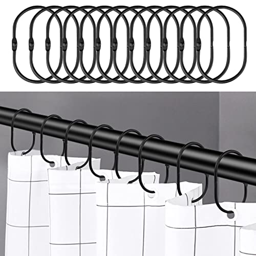 12 Anneaux Rideau Douche En Acier Inox - Glissent Facilement - Pour Tringles 2-6cm