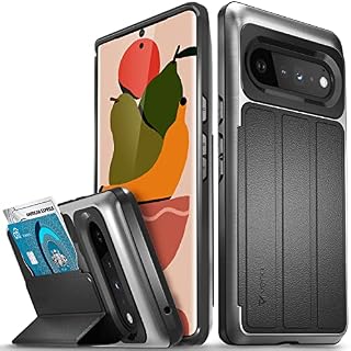 Vena Wallet Case Compatible with Google Pixel 6 Pro, vCommute (Military Grade Drop Protection) Flip Leather Cover Card Slot Holder with Kickstand (Space Gray)