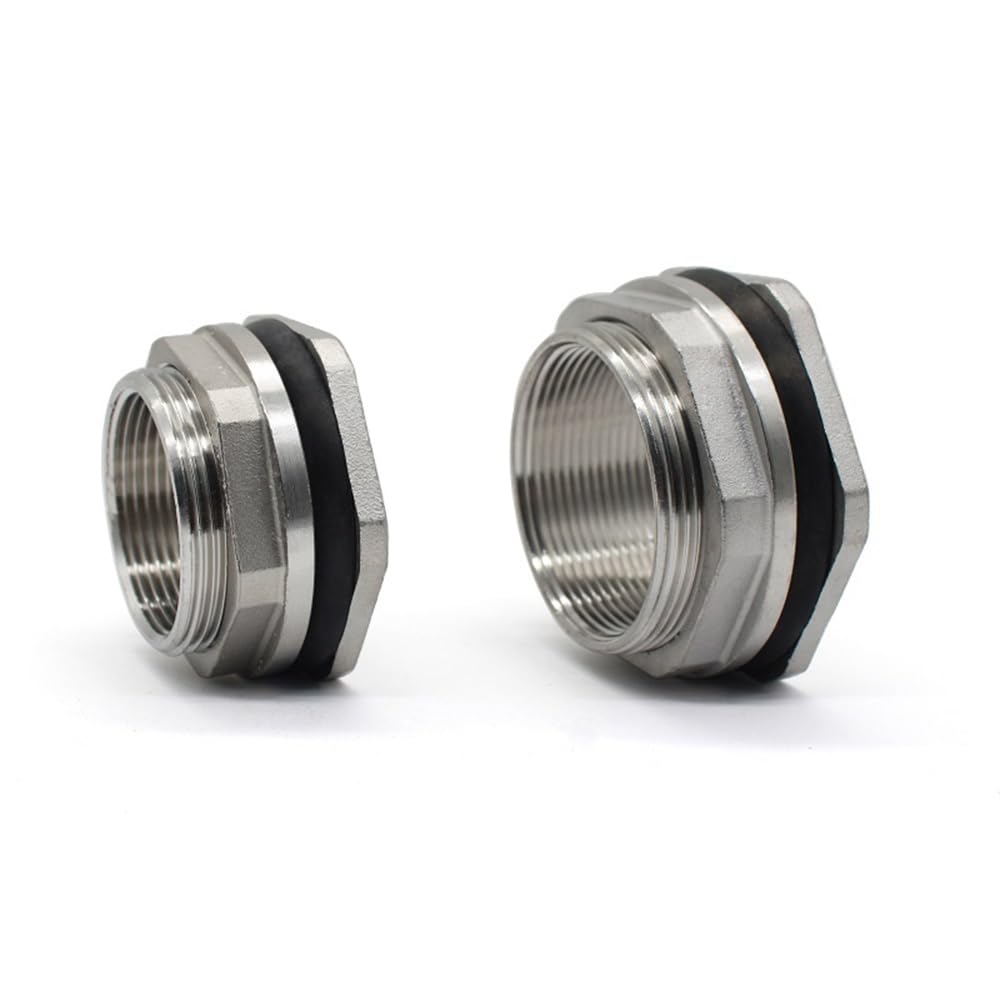 Acoplador De Conexión, 1/2 "3/4" 1 "1-1/4" 1-1/2 "2" BSP Rosca Hembra Acoplador De Conexión De Tubería De Acero Inoxidable 304 Orificio De Drenaje del Tanque De Agua Plateado(DN25)