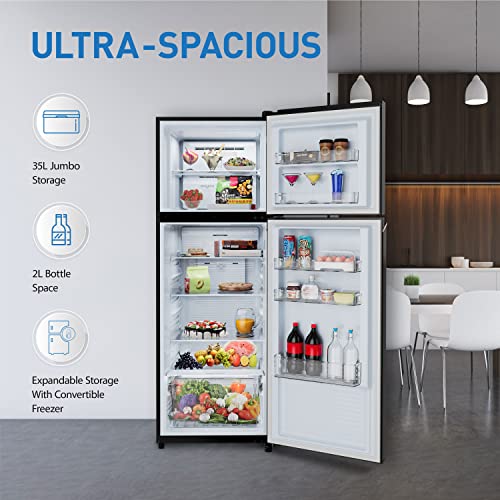Image of Panasonic 338 L 3 Star Prime Convertible 6-Stage Smart Inverter Frost-Free Double Door Refrigerator (NR-TG355CPKN, Diamond Black, Jumbo Fresh Vegetable Basket, Net Capacity 304L)