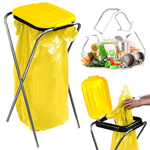 KADAX Porte-Sac Poubelle pour Intérieur et Extérieur, Support Pratique et Efficace pour Les Sacs de Recyclage, Facilitant la Gestion des Déchets (Jaune)