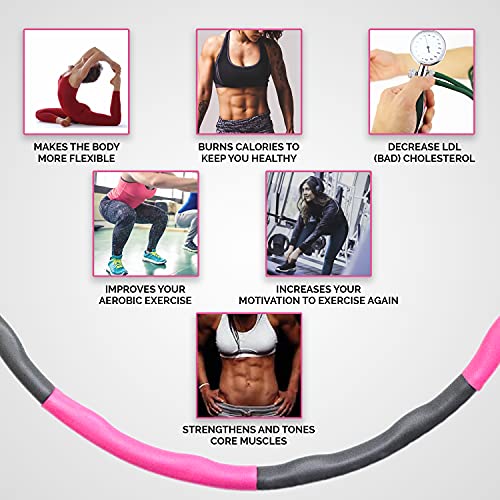 ATRIA Argola hula pesada para exercícios e fitness, 8 seções destacáveis ajustáveis design Hula Hoop