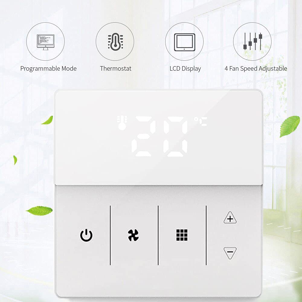Smart WiFi Termostato Aria Condizionata Termostato Fan Coil per Raffreddamento Riscaldamento LED Touch Screen Controllo della Temperatura, Compatibile con Amazon Alexa, Smart Life APP