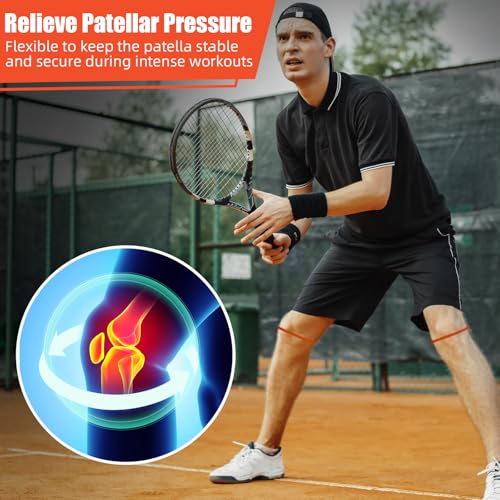 Image of Foilswirl Silicone Patella Knee Band for Basketball Patella Tendon Support Knee Pain Running Tendon Brace Support Strap(2,Orange,M)