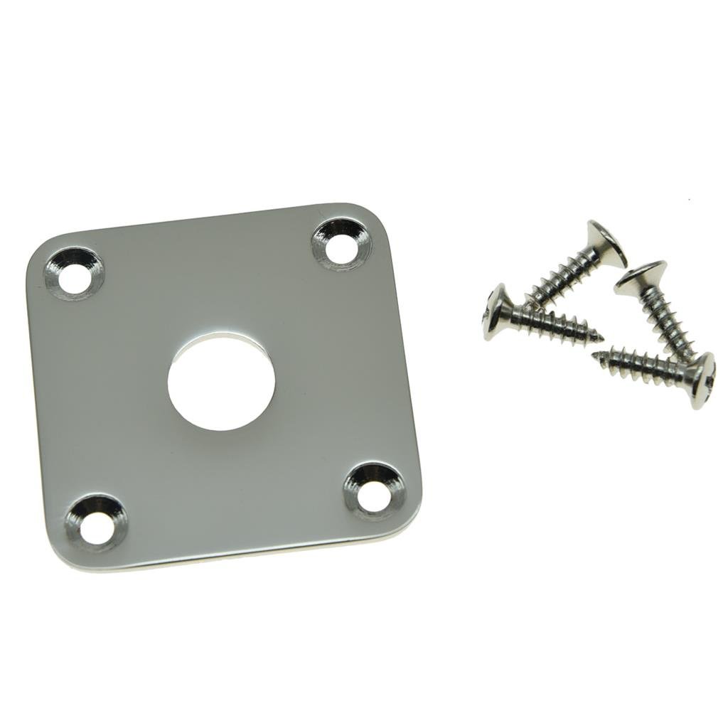 KAISH Nickel Flat Bottom Metal Jack Plate Flat Base Square Jackplate for Les Paul LP Guitars, Flat Base/Bottom