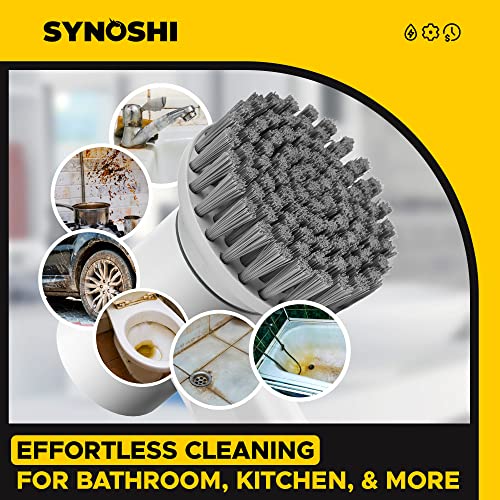 Image of SYNOSHI Electric Spin Scrubber,Power Cleaning Brush With 3 Heads,Cordless Waterproof Shower Scrubber With Dual Speed,Perfect For Cleaning Bathroom,Tile,Cars,Floor. Electric Scrub Brush For Tub,White