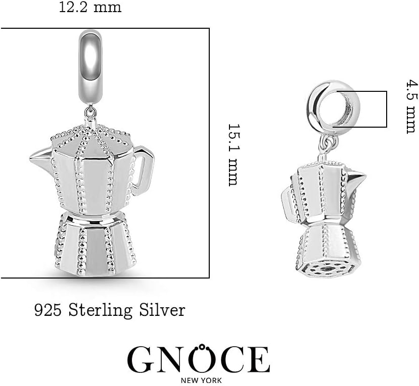 GNOCE Coffee Pot Pendant Charms 925 Sterling Silver Always Be Energetic Dangle Charms fit for Bracelet/Necklace Women Men… - Image 6