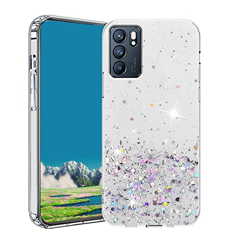 Compatibile con Cover Oppo Reno 6 5G Glitter Trasparente Custodia Oppo Reno 6 5G Sottile Brillantini Case silicone