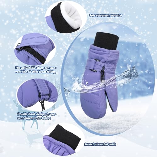 Image of SATINIOR Kids Snow Mittens Waterproof Winter Ski Gloves Warm Thicken Snow Gloves for Girls Boys