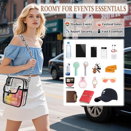 Image of SPODEARS Clear Crossbody Bag for Stadium, Concert, Festival & More - Adjustable Shoulder Strap & Bottle Holder