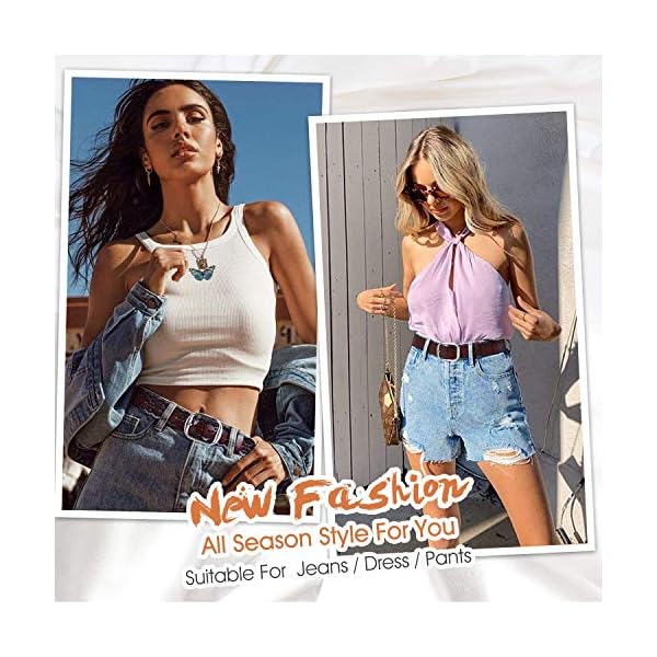 JASGOOD Fashion Women's Genuine Leather Waist Belt With Alloy Buckle,A-Coffee(Silver Buckle), Suit for Pant Size 26-30Inch - Image 5