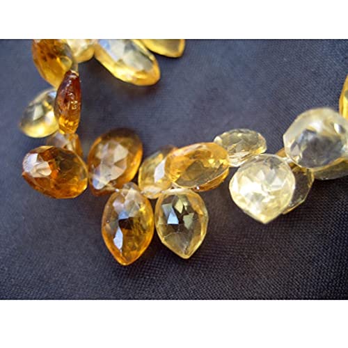 Citrine naturelle en perles marquise facettées de qualité gemme pour création joaillière - 2