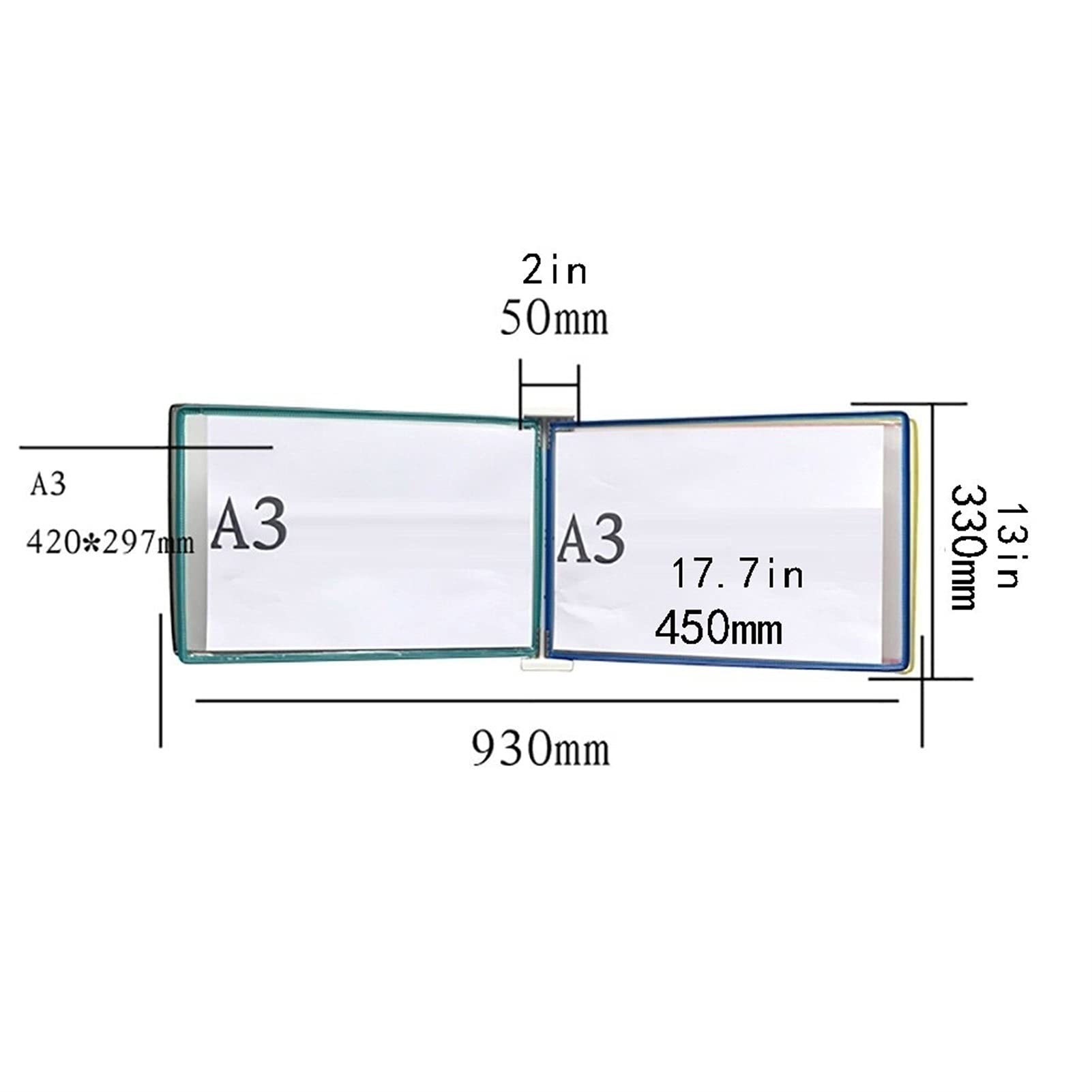 Präsentationsmappe, A3-Wandmappe mit Präsentationsfächern, A3 [16,53 Zoll × 11,69 Zoll], 10 Fächer(Wit)