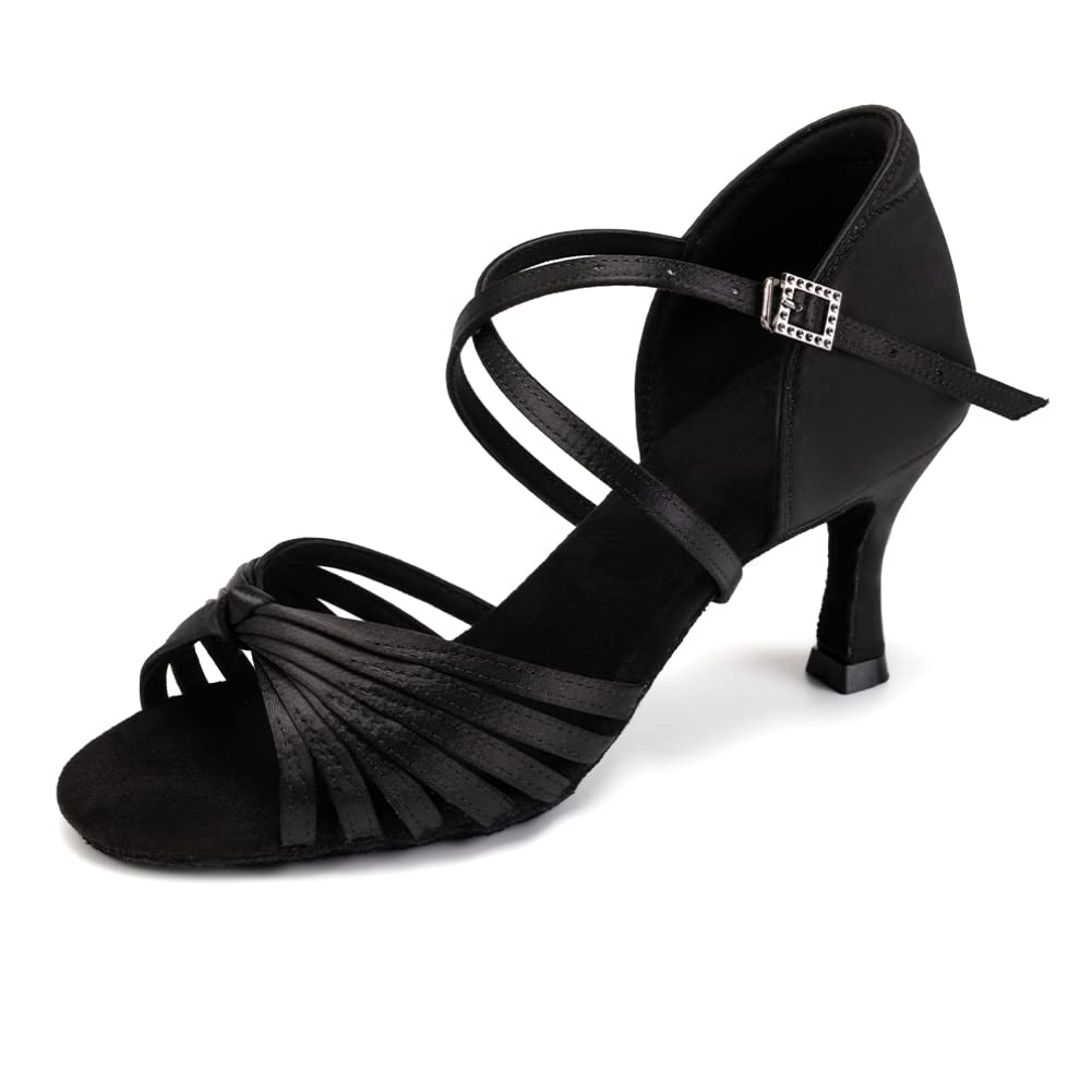 Mujer Zapatos de Baile Latino Satén Profesional Salsa Tango Bachata Práctica Zapatos de Baile de Salon