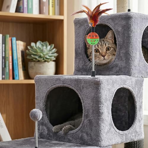 Torre para gatos interior con 3 casas y rascadores miniatura 6