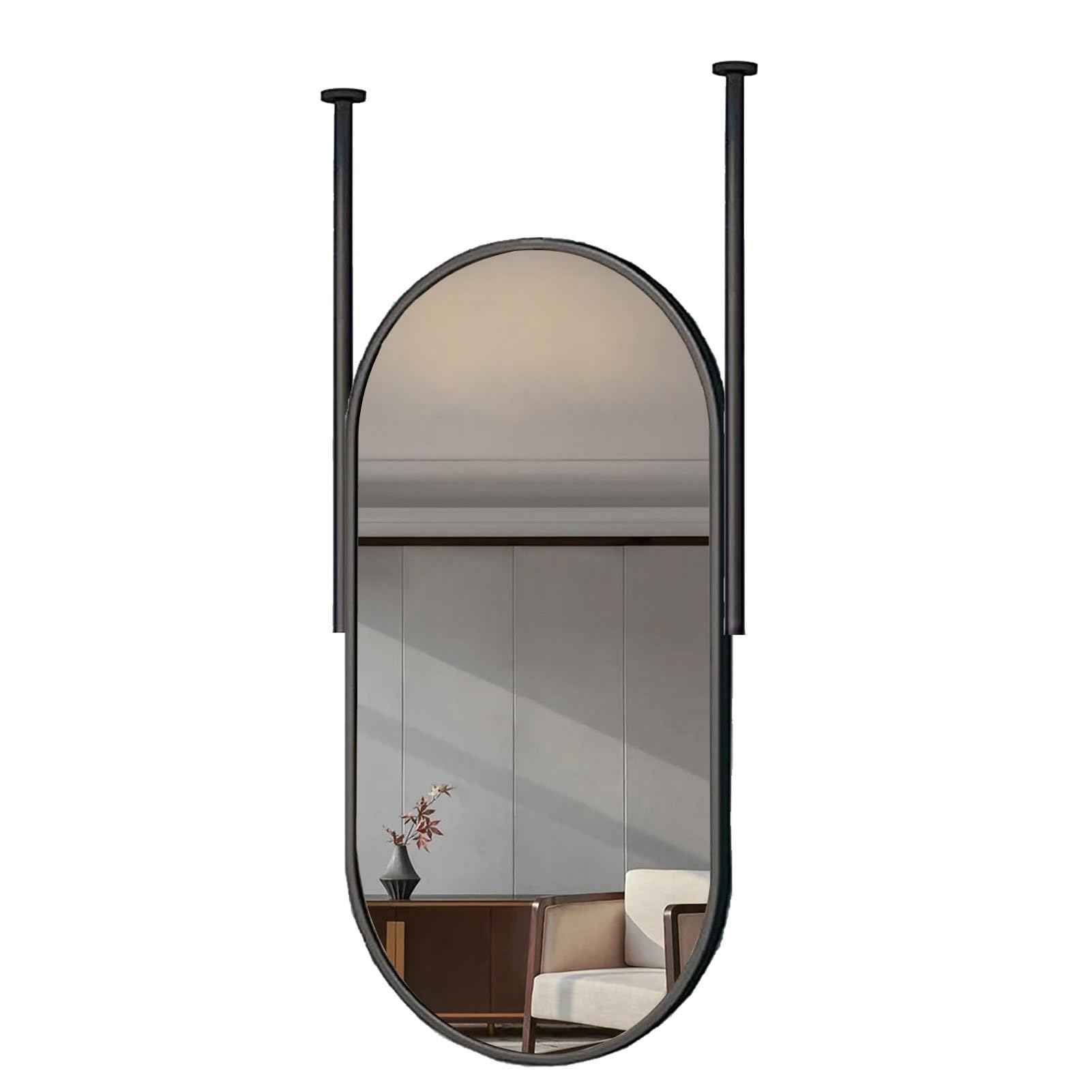Gaommini B Ceiling Hanging Floating Mirror With Metal Frame Hd Vanity Make-Up Mirrors