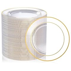 Clear Plastic Plates with Gold Rim